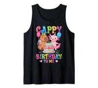 Cute Happy Birthday to Me Capybara Axolotl Turtle Party Tank Top