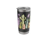 Cute Happy Cactus Plants Houseplants Funny Faces Graphics Stainless Steel Insulated Tumbler