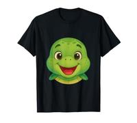 Cute Happy Cartoon Turtle Face Illustration T-Shirt