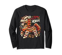 Cute Happy Chinese Lunar New Year of The Horse 2026 Youth Long Sleeve T-Shirt