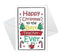 Cute Happy Christmas Card For Teacher Nursery Preschool School Thank You Card