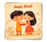 Cute Happy Diwali Card For a Sibling, Loved One, Brother, Sister, Relative, Friend - Flowers - For a Special Someone