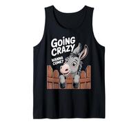 Cute Happy Donkey Cartoon Peeking Over Fence Tank Top