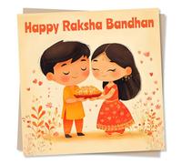 Cute Happy Raksha Bandhan Card For a Brother, Sister, Cousin - Siblings, Flowers - For a Loved One