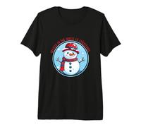 Cute Happy Snowman Snowglobe w Hat Scarf Snow Falling Premium T-Shirt