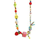 Cute Harajuku Cartoon Fruit Bow Colorful Beads Choker Necklace Egirl Goth Vintage 2000s Jewelry Aesthetic Accessories