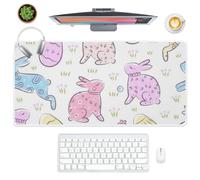 Cute Hares and Eggs Desk Mat Mouse Mat Desk Size with Non-Slip Rubber Base Smooth Face Gaming Mouse Pad XXL 90X40 CM Gaming Mousemat Office Decor Home Gifts Mousepads for School Home Office