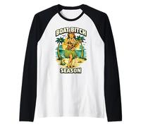 Cute Hawaiian Hula Girl Boat Bich Funny Summer Beach Raglan Baseball Tee
