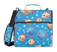 Cute Hawaiian Puffer Fish Puffer Balloon Fish Puffer Fish 1.5 Inch 3 Ring Binder Bag With Handle And Removable Shoulder Strap Easy To Carry Portable Portfolio To