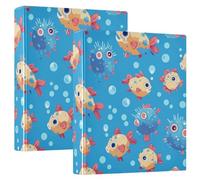 Cute Hawaiian Puffers Fish Puffers Balloon Puffer Fish 3.8cm Notebook Binder Three Rings Binder With Storage Box 1/2 Pack Aesthetic Binder 200 Sheets