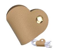 Cute Headphone Case, Portable PU Leather Heart Shape Cable Organizer, Wrap Manager Durable Earphones Storage and Cable Organizer Ideal for Family Friends Colleagues