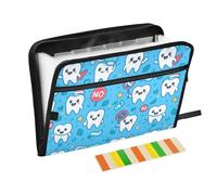 Cute Healthy Teeth Dental Health Care Cartoon File Folders Expanding 13 Pockets A4 Letter Size Filing Wallet with Zipper Closure Large File Folders for Teacher Office Supplies