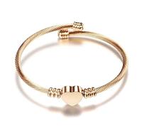Cute Heart Charm Bracelet For Women Stainless Steel Dainty Adjustable Love Heart Thin Wire Open Stackable Wrist Cuff Wrap Bangle Simple Minimalist Jewelry Valentine Day Holiday Party Gifts For Her
