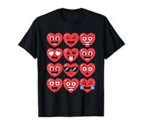 Cute Heart Faces Valentine Vibe Couples Love Mood Kawaii T-Shirt