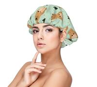 Cute Heart Guinea Pig Print Satin Silk Bonnet for Sleeping Women, Adjustable Double Layer Satin Hair Bonnet Night Sleep Cap for Curly Hair