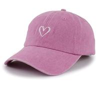 Cute Heart Hats for Women, Adjustable Cotton Embroidered Vintage Love Baseball Caps, Pink, One Size