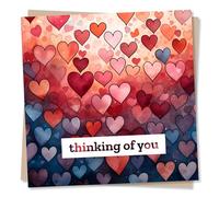 Cute Heart Pattern Thinking Of You Card - Love Heart Design - Sympathy Or Condolences Card - Made in UK