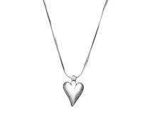 Cute Heart Pendant Necklace For Women Dainty Silver Tiny Love Heart Simple Charm Choker Adjustable Herringbone Snake Chain Stacked Delicate Minimalist Y2K Jewelry Valentines Day Christmas Gifts