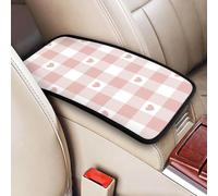 Cute Heart Pink Buffalo Plaid Pattern, Vehicle Center Console Armrest Cover Pad Soft Comfort Car Handrail Box Cushion Universal