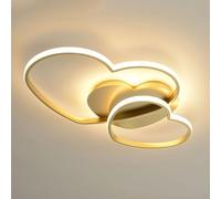 Cute Heart Shaped Ceiling Lamp Creative Children's Room Ceiling Light Iron Lamp Body Acrylic Lampshade 3000-6000K LED Ceiling Light Fixture Decorative Recessed Dimmable Chandelier For Bathroom (Gold