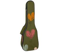Cute Heart Shaped Florals on Olive Green Background Ukulele Case, Padded Bag for 23 Inch Concert Ukulele, Waterproof & Durable