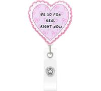 Cute Heart Shaped Nurse Badge Reel Funny Pink Bow Badge Reel Nursing “Be So for Real Right Now” for Pediatric Nurses, Students, Coworkers, Gifts