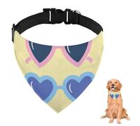Cute Heart Shaped Sunglasses Dog Bandana with Adjustable Strap D Ring Dog Neckerchief Pet Bibs Triangle Pet Triangle Neckerchief Clothing& Accessories for Dogs Puppy Dogs Cats Decor Machine Washable