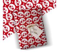 Cute Heart Skulls Gift Wrap - Cute skull wrapping paper, Gothic Valentine present, Red spooky wrapping paper 4M Roll