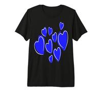 Cute Hearts Hand Drawn Bold Blue Romantic Doodle Premium T-Shirt