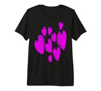 Cute Hearts Hand Drawn Bold Pink Romantic Doodle Premium T-Shirt