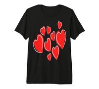 Cute Hearts Hand Drawn Deep Red Romantic Doodle Premium T-Shirt