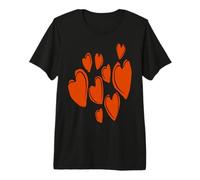 Cute Hearts Hand Drawn Orange Romantic Doodle Premium T-Shirt