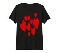 Cute Hearts Hand Drawn Red Romantic Doodle Premium T-Shirt