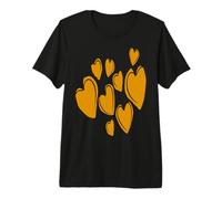Cute Hearts Hand Drawn Yelllow Romantic Doodle Premium T-Shirt
