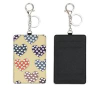 Cute Hearts Work Card Holder with Key Chain Bus Pass Holder for Men Women with 2 Card Slots Slim Wallet for Nurse Teacher Student Meal Bank Credit Cards Daily Use Paramedic Accessories