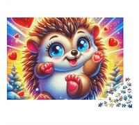 Cute Hedgehog 1000 Piece Jigsaw Puzzle for Adults Heart Elements Puzzle Game for Family Relaxing Focus Gift 70x50cm/1000pcs