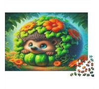 Cute Hedgehog 1000 Piece Jigsaw Puzzle Paper for Adults Forest Flowers Nature Scene Relax Focus Home Decor 52x38cm/1000pcs