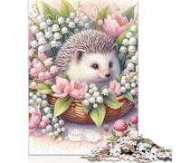 Cute Hedgehog 1000 Pieces Puzzles Wooden Puzzle for Teenager Funny Jigsaw Puzzles 1000pcs (75x50cm)