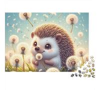 Cute Hedgehog 1000 Pieces Recycled Cardboard Jigsaw Puzzle for Puzzle Enthusiasts Family Game Night Collectible Item Missing Piece Guarantee 52x38cm/1000pcs