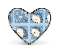 Cute Hedgehog And Flowers Badge Pin Brooch Heart Shape Button Aluminum Decor for Backpacks Hats