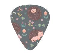 Cute Hedgehog And Flowers Pattern,12 Pcs Guitar Pick,3 Different Thickness Plectrums for Acoustic Guitar Bass Ukulele (0.46mm 0.96mm 0.71mm)