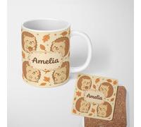 Cute Hedgehog Autumn Ceramic Mug Large Handle Personalised Custom Name