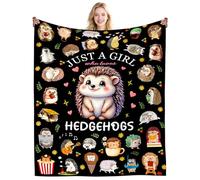 Cute Hedgehog Blanket Gifts for Women Plush Just A Girl Who Loves Hedgehogs Throws Blanket Stuff Animal Cozy Bedding Hedgehogs Gifts for Girls Women Kids Adults Birthday Party Decorations 50"X40"INCH