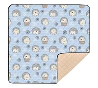Cute Hedgehog Blue Pattern Baby Play Mat for Floor, 50x50 inch Playpen Mat,Thicken Soft Non-Slip Tummy Time Mat for Toddlers and Infants