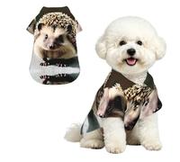 Cute hedgehog Breathable Hawaiian Dog Shirt Summer Button Up Top for Small Medium Dogs L