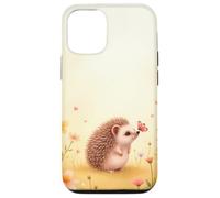 Cute Hedgehog Butterfly Beige Floral Aesthetic Pastel Case for iPhone 12/12 Pro