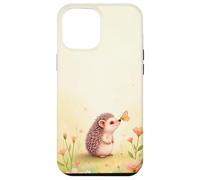 Cute Hedgehog Butterfly Beige Floral Aesthetic Pastel Case for iPhone 12 Pro Max