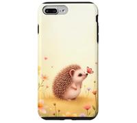 Cute Hedgehog Butterfly Beige Floral Aesthetic Pastel Case for iPhone 7 Plus/8 Plus