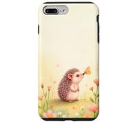 Cute Hedgehog Butterfly Beige Floral Aesthetic Pastel Case for iPhone 7 Plus/8 Plus