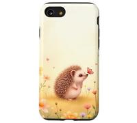 Cute Hedgehog Butterfly Beige Floral Aesthetic Pastel Case for iPhone SE (2020) / 7/8